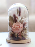 Glass bell VENDEMIAIRE preserved and dried flower dusty pink and burgundy, eternal rose under bell eco-responsible gift trendy boho deco FLOWER DELIVERY