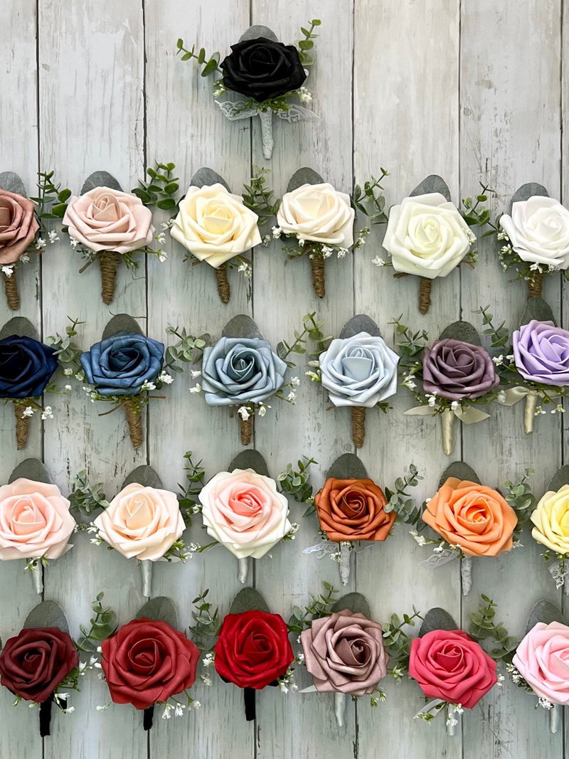 Rose boutonniere with eucalyptus, wedding flower boutonnieres, homecoming boutonniere prom boutonniere wedding flower