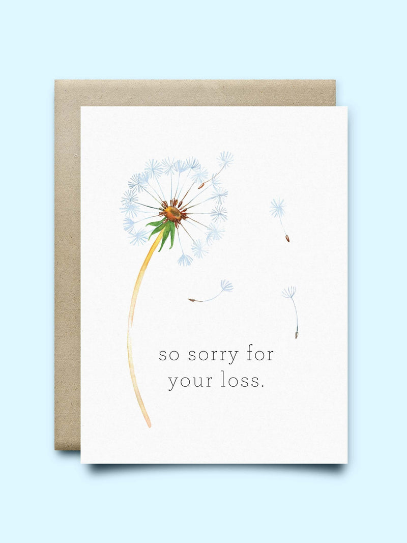 Dandelion Sympathy Card, sorry for your loss card, sympathy card, loss card, grief card, thinking of you card, sympathy loss card, cheer up sympathy flower
