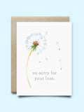 Dandelion Sympathy Card, sorry for your loss card, sympathy card, loss card, grief card, thinking of you card, sympathy loss card, cheer up sympathy flower