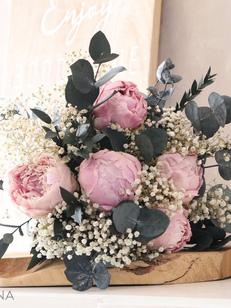 Pink peony and baby's breath bouquet KYOTO, dried and preserved flower arrangement, eco responsible birthday gift, mother's day gift birthday flower