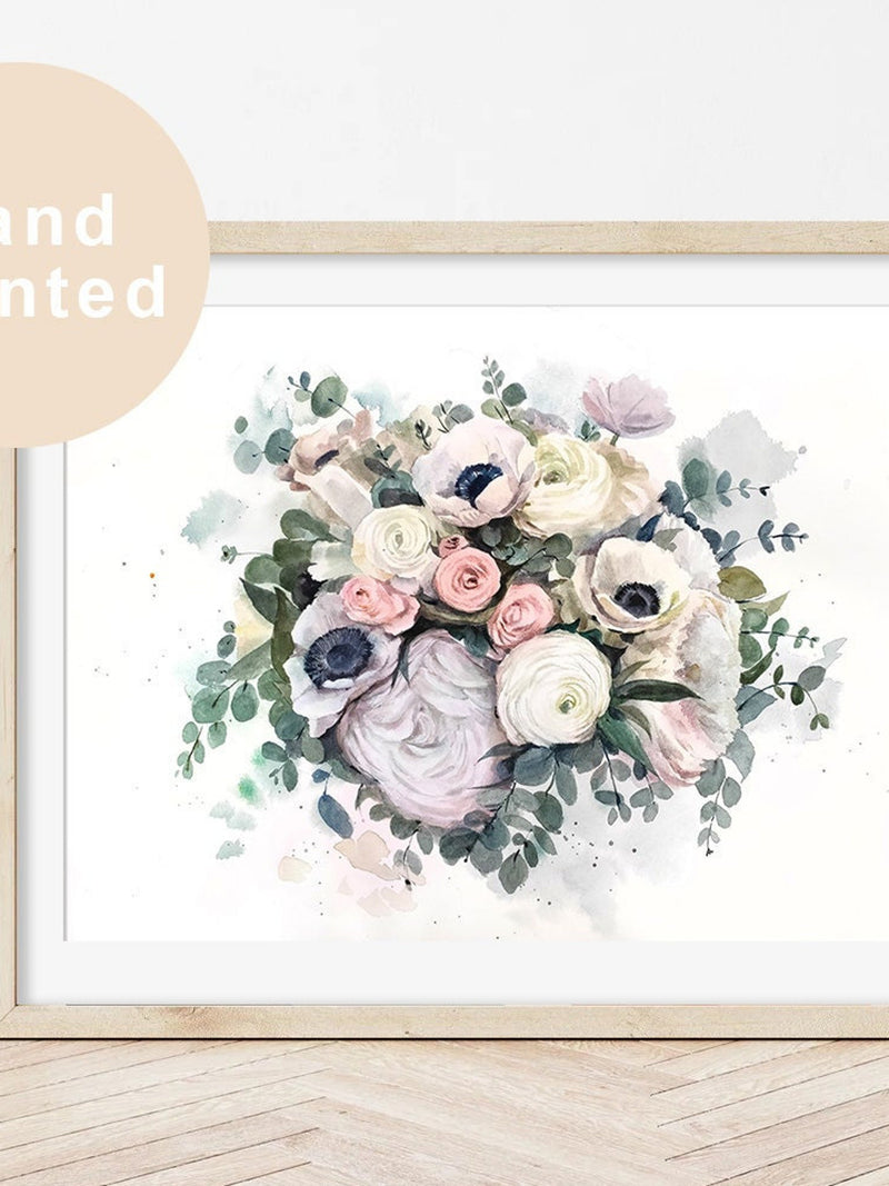 ORIGINAL Watercolor Wedding Bouquet Painting From Photo, Handmade Bridal Flowers Painting, Personalized Anniversary Gift Bouquet