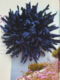 Large Navy Blue Flower Brooch: Fabric Mums Brooches, Satin Chrysanthemum Pin silk flower