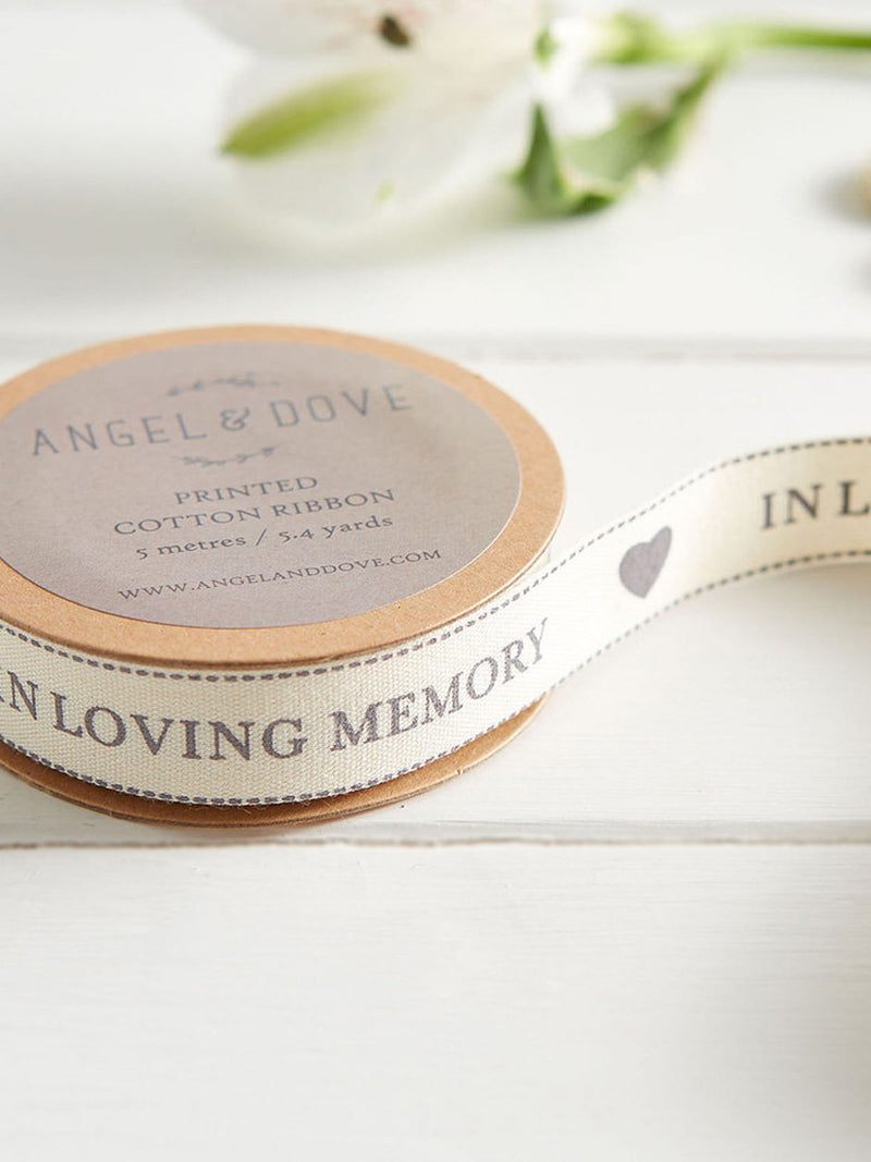 In Loving Memory Cotton Ribbon 5m Roll - Funeral Favors, Sympathy Gifts sympathy flower