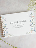 Regency Floral Wedding Guest Book - Personalised Wire Bound Book wedding flower