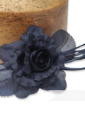 7cm 'Zahra' Petite Silk Flower Hat Mount for Millinery and Hat Trimming - Navy Blue silk flower
