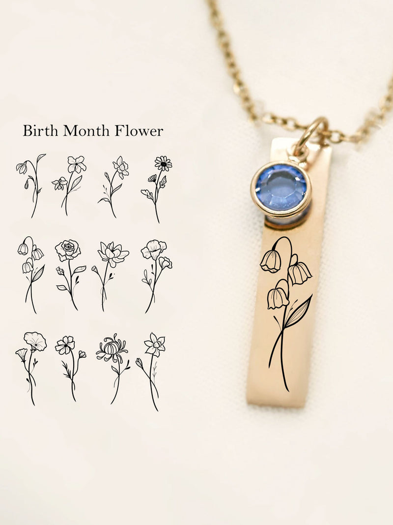 Dainty Birth Month Flower Necklace Ð Handmade Minimalist Jewelry, Custom Birthday Flower Necklace, Birthday Jewelry, Mothers Day Gift for birthday flower