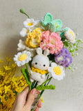 Crochet flowers animals rabbit bunny tulip Daisy Carnation ornaments cute A bunch of flower Anniversary bouquet Gift for her house warming flower