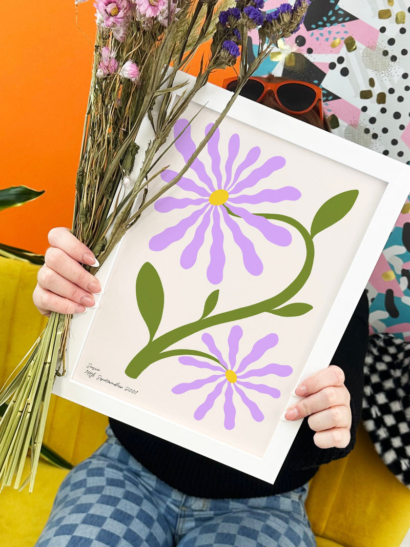 Personalised Birth Flower Print Illustrated Floral Birthday Gift (Digital Print) birthday flower