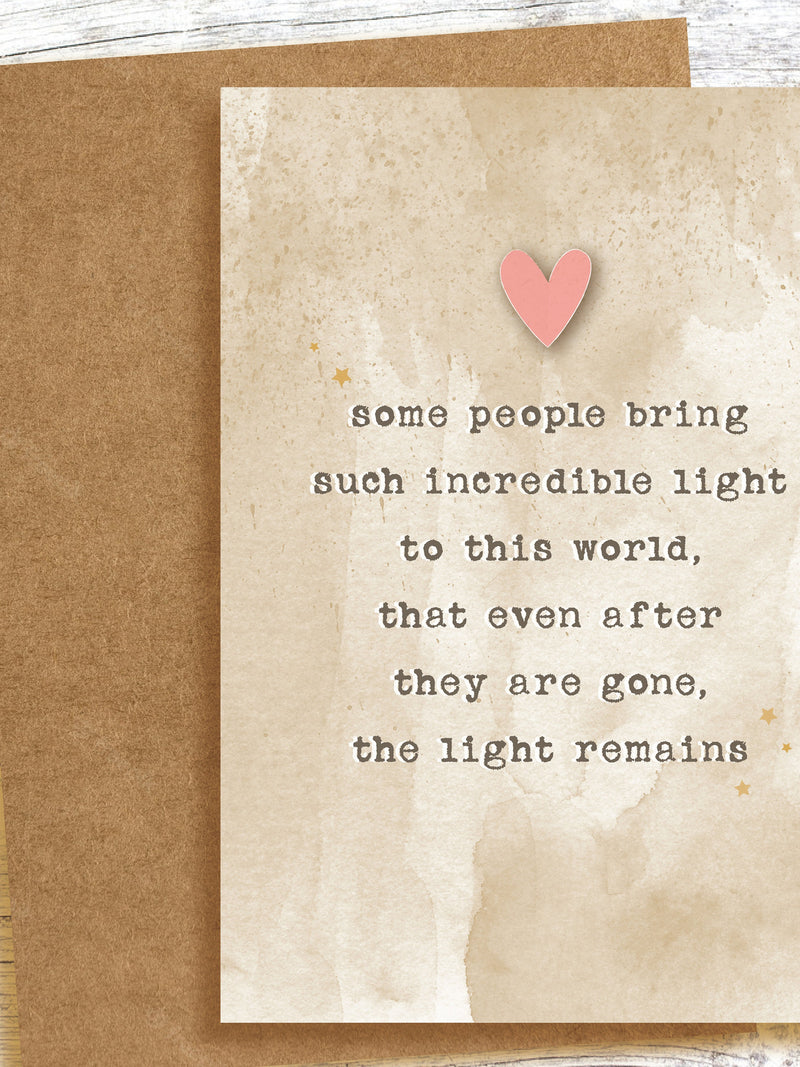 SYMPATHY CARD - incredible light lives on. Bereavement, loss, empathy, sympathy, sending love, friend, family sympathy flower