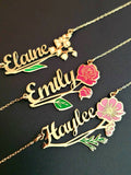 Birth Flower name Necklace Personalized Name Necklace Floral Name Jewelry ,Customized mother gift,Birthday Gifts,Personalized Christmas gift birthday flower