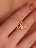 14K Solid Gold Lotus Necklace: Minimalist Water Lily Pendant sympathy flower