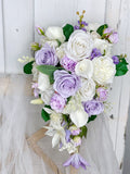 Lavender and White Cascading Silk Flower Wedding Bouquet wedding flower