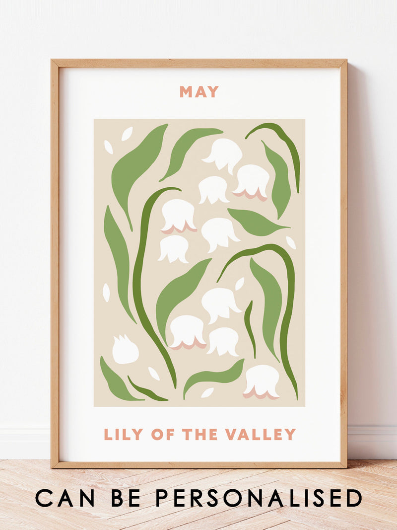 Custom Birth Flower Print, Birth Flower Gift, May Birthday Gift, Birthday Flower Print, Lily of the Valley Print, Birthday Flower Gift birthday flower