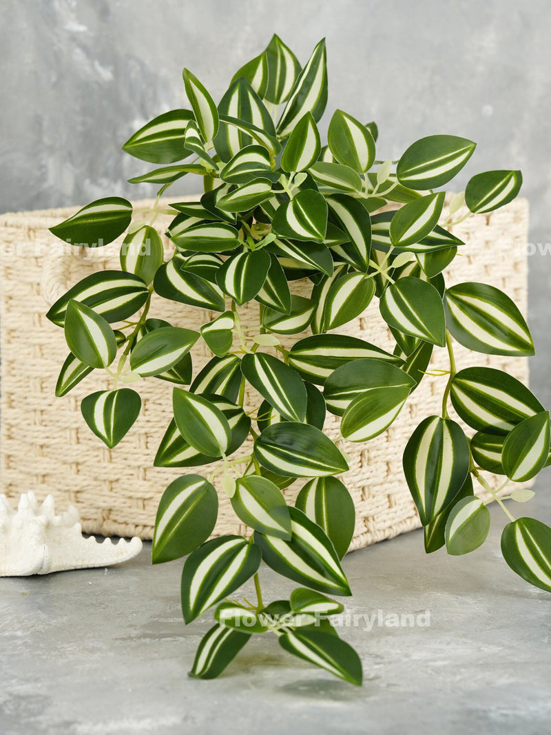18" Faux Hanging Wandering Variegated Tradescantia - Bicolor - Artificial Plant faux plants