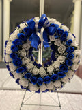 Circle Roses Wreath Cemetery  Artificial Flowers Funeral Grave Decorations Memorial Flower Round Wreaths Arrangements Bow Arrangement Love sympathy flower