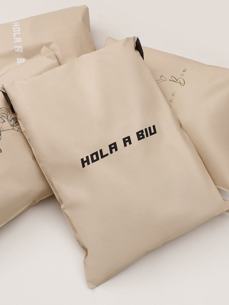 Custom Cream Beige Poly Mailers, Biodegradable Shipping Bag, One Color Logo FLOWER DELIVERY