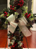Christmas Cross Wreath Cemetery  Artificial Flowers Funeral Grave Decorations Memorial Flower Wreaths Arrangements Bow Arrangement Love sympathy flower