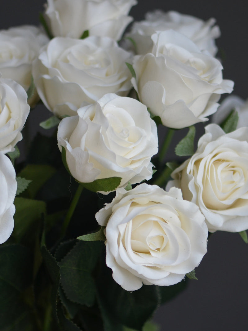 17" Morandi White Real Touch Faux Roses, Aritificial Flowers, Special Ivory White Color Rose, DIY Floral, Home/Wedding Decorations wedding flower