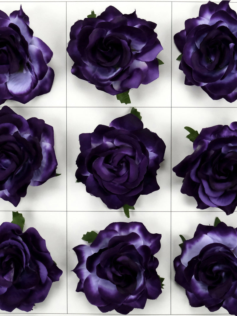 Dark Purple Rose Artificial Silk Flower Head / 10cm Fake Flower For DIY Crafts Party Centerpiece - Floral Cake Topper Hanging Floral Decor silk flower