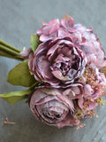 Mulit Colors, 10 stems Dried Look Faux Flowers Bouquet, Purple Dried Look Roses, Peonies, Hydrangeas, Purple Wedding Home Decor, DIY Florals FLOWER DELIVERY