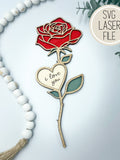 SVG Laser Cut File Valentine Flower Rose Gift  / Girlfriend/ Boyfriend Valentine Gifts / GlowForge Tested Love Romance Flower