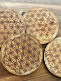 Flower of Life handmade Coasters - Solid Wood ANNIVERSARY