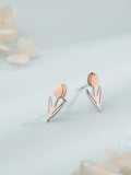 Tulip Flower Stud Earrings in Sterling Silver, Two Tone Finish, Flower Earrings, Tulip Earrings FLOWER DELIVERY
