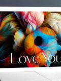 A2 Card, New Romantics Baroque Style Valentines Card, Friends & Lovers Cards, Abstract Illustrated Flowers Love Romance Flower