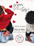 Valentines Day Couple Fashion Illustration Love Planner Gift DIY Clipart, Free Commercial Use Love Romance Flower