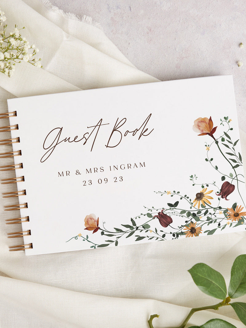 Autumn Wildflowers Wedding Guest Book Ð Personalised Keepsake wedding flower