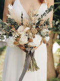 White Green Bridal Bouquet Preserved Dried Flowers Free Form wedding flower