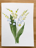 Lily of the Valley Card/Hand Painted Watercolour Card/Spring Flowers Card/Hand Made Card/Floral Card/Woodland Flowers/Blank Greeting Card flower spore