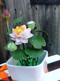 Handmade Clay Lotus Flower Arrangement: Botanical Sculpture Home Decor house warming flower