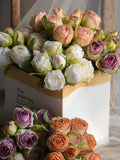 10 Stems Pink/Purple/Orange Dried Look Faux Roses, Fake Flowers Bouquet, Wedding/Home/Holiday Decorations, Gifts For Mom, DIY Florals Supply house warming flower