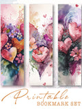 Valentine's Day Printable Bookmarks: Hearts & Flowers (Digital Download) Love Romance Flower