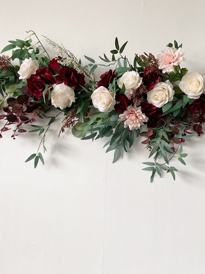 Burgundy Blush Ivory Sage Wedding Arch Flower, Burgundy Wedding Garland, Wedding Altar Flower, Arbor Flowers, Burgundy Wedding Decor Ideas wedding flower