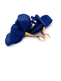 Cobalt Blue Tassel Earrings: Long Silk Flower, Gold-Filled Hooks silk flower