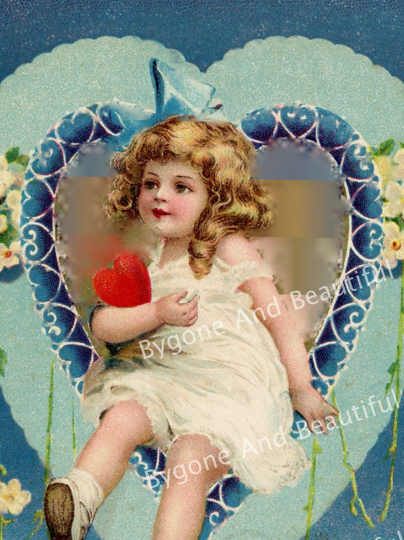 Antique Valentine's Day Postcard Flowers Heart Love Friendship Romance Junk Journal Scrapbook Digital Download Love Romance Flower