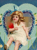 Antique Valentine's Day Postcard Flowers Heart Love Friendship Romance Junk Journal Scrapbook Digital Download Love Romance Flower