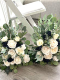 Set of 2 Aisle Flowers Floor Arch Arrangement Wedding Aisle Marker Arbor Arrangements White Navy Flowers Eucalyptus Wedding White Green wedding flower