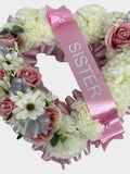 Artificial Flowers open heart grave  Wreath  Funeral Tribute Memorial red hearts mum , gran , Grave pot flowers sympathy flower