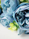 Dusty Blue peony bunch, Off White Silk Artificial Flowers, DIY wedding flowers, Floral stems, Flower Bunch, Home Accents, Center Piece silk flower