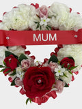 Artificial Flowers open heart grave  Wreath  Funeral Tribute Memorial red hearts mum , gran , MotherÕs Day wreath sympathy flower