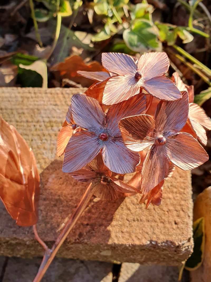 Copper Hydrangea, 7th Wedding Anniversary, Metal Art Sculpture, Metal Flower, Everlasting Flower, Wedding Memorial Table ANNIVERSARY