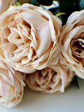 9 Champagne roses bunch, Off White Silk Artificial Flowers, DIY wedding flowers, Floral stems, Flower Bunch, Home Accents, Center Piece silk flower
