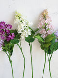 24.4" Artificial Lilac Flower Branch, High-quality Artificial spring flowers, White Purple Fake lilac stem, DIY Floral/Home Ceneterpieces faux plants