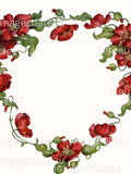 HEART SHAPED Border DIGITAL Download Red Roses Vines Flowers Add your image or Text Valentine Love Romance Printable Craft Love Romance Flower