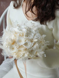 Preserved Cream White roses &Hydrangea Pampas Grass wedding bouquet Dried Bridal bouquet/Wedding decor,Rustic Boho Brides,Bridesmaid bouquet Bouquet