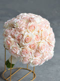 Artificial Flowers Wedding Bouquets, Blush Pink Real Touch Roses Bridal Bouquet, Ivory Pink Roses Rusic Simple Bouquet Bouquet